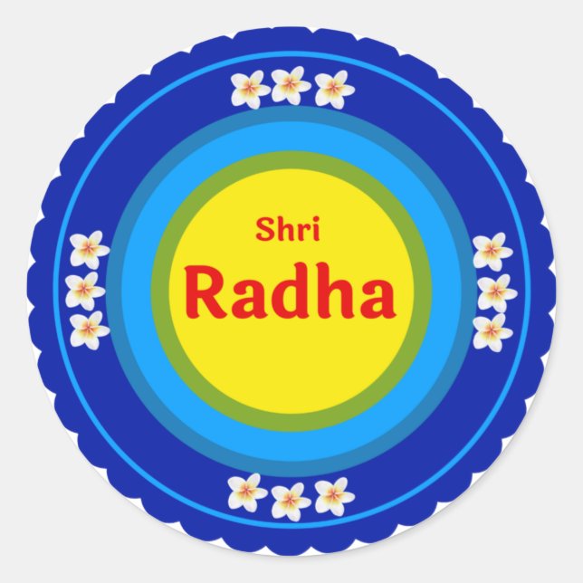 Shri Radha as in Vrindavan English Classic Round Sticker (Front)