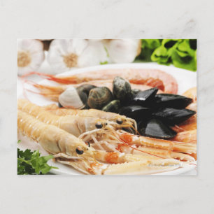 Shrimp and mussels postcard