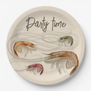 Shrimp Birthday Custom Text Seafood Party Paper Plate