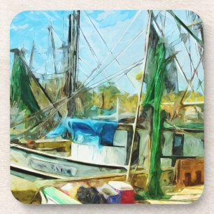 SHRIMP BOATS DOCKED Abstract Impressionist.jpg Coaster