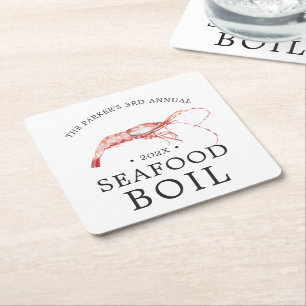 Shrimp Boil   Seafood Boil Themed Party Square Paper Coaster