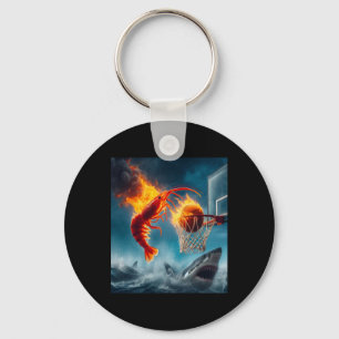 Shrimp Dunking On Shark Funny Fishing Meme Key Ring
