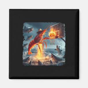Shrimp Dunking On Shark Funny Fishing Meme Sketll Magnet