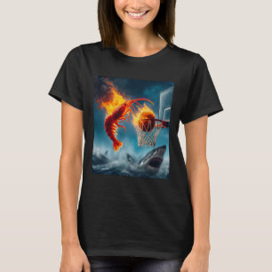 Shrimp Dunking On Shark Funny Fishing Meme T-Shirt