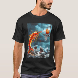 Shrimp Dunking On Sharks Funny Ocean Sketll Meme S T-Shirt