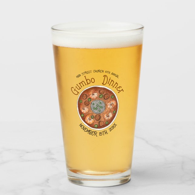 Shrimp Gumbo Stew Louisiana LA New Orleans Food Glass (Front Filled)