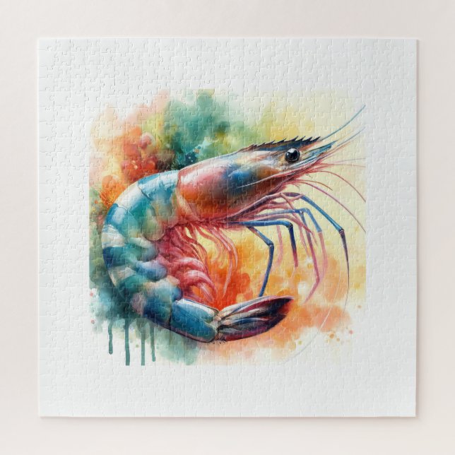 Shrimp in watercolor AREF1303 - Watercolor Jigsaw Puzzle (Vertical)