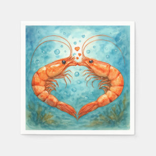 Shrimp Kissing Underwater with Hearts Napkin