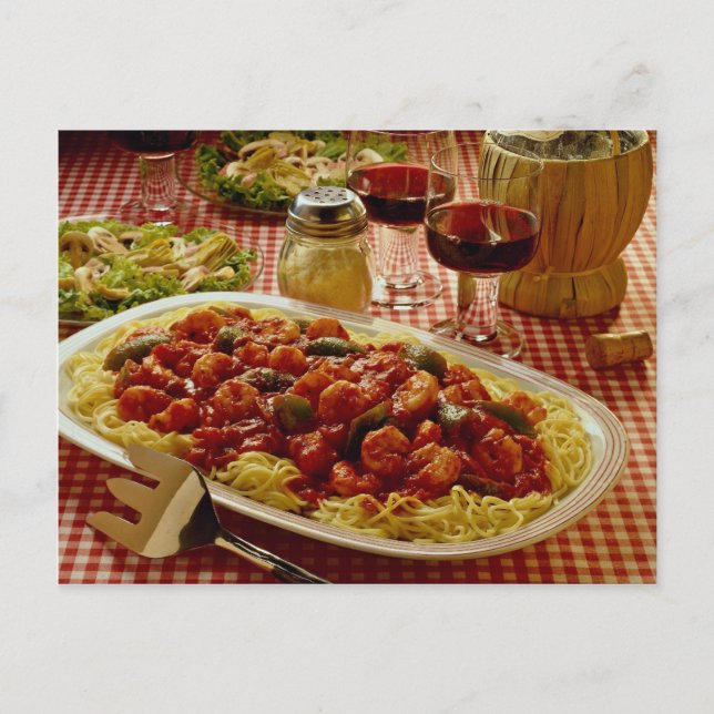Shrimp marinara dinner postcard (Front)
