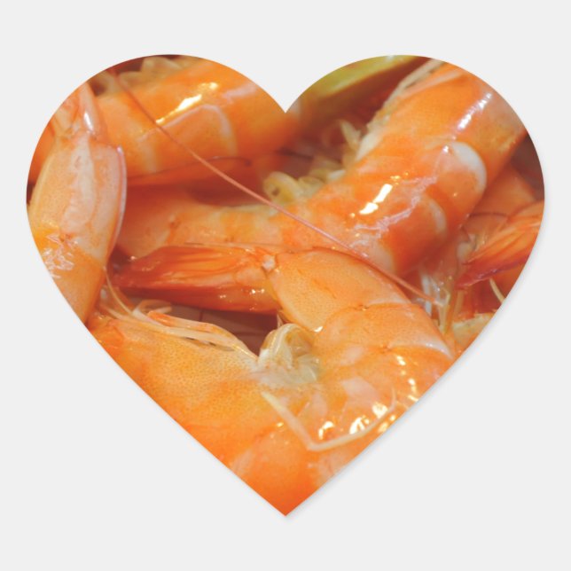 Shrimp Prawns Heart Sticker (Front)