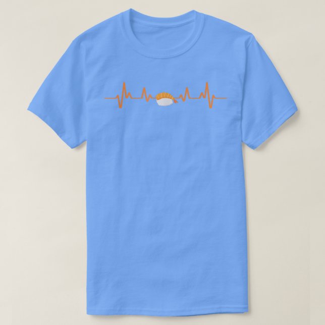 Shrimp Sushi Heartbeat Japanese Asian Food Lover  T-Shirt (Design Front)
