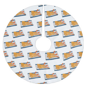 Shrimp tempura cartoon illustration brushed polyester tree skirt