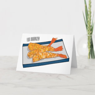 Shrimp tempura cartoon illustration card