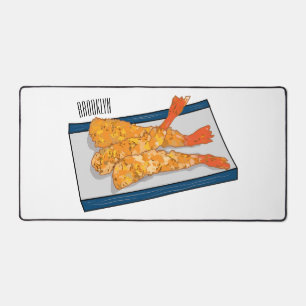 Shrimp tempura cartoon illustration desk mat