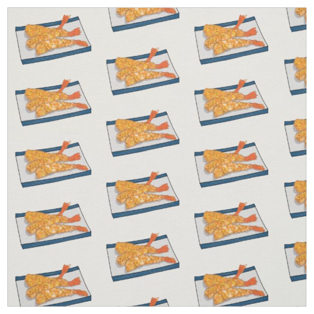 Shrimp tempura cartoon illustration fabric (Swatch)