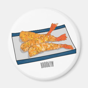 Shrimp tempura cartoon illustration magnet