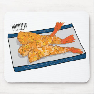 Shrimp tempura cartoon illustration mouse pad
