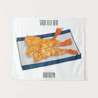 Shrimp tempura cartoon illustration
