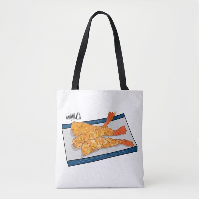 Shrimp tempura cartoon illustration tote bag (Front)