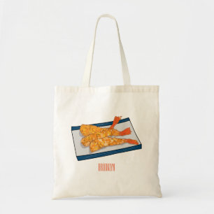 Shrimp tempura cartoon illustration tote bag