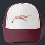 Shrimp Themed Trucker Hat<br><div class="desc">A Unique pink shrimp themed hat, add a name to personalize it!</div>