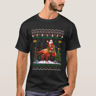 Shrimp Ugly Santa Riding Shrimp T-Shirt