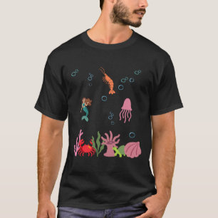 Shrimp Underwater Kids Mermaid Jellyfish T-Shirt