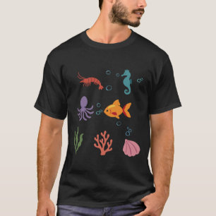 Shrimp Underwater Kids Seahorse Octopus T-Shirt