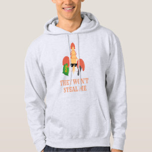 shrimp with gun and money say: they won't steal me hoodie