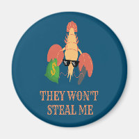 shrimp with gun and money say: they won't steal me