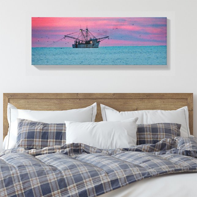 Shrimping at Sundown Canvas Print (Creator Uploaded)