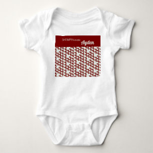 SHRIMPLY Adorable Retro Pattern White Red Custom Baby Bodysuit