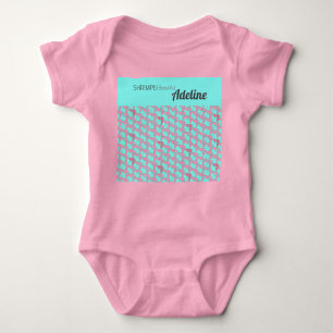 SHRIMPLY Beautiful Pattern Teal Pink Personalised Baby Bodysuit