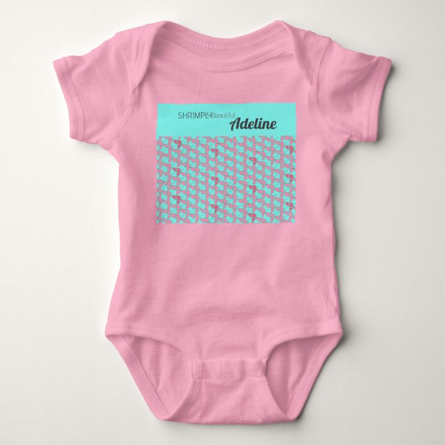 SHRIMPLY Beautiful Pattern Teal Pink Personalised Baby Bodysuit (Front)