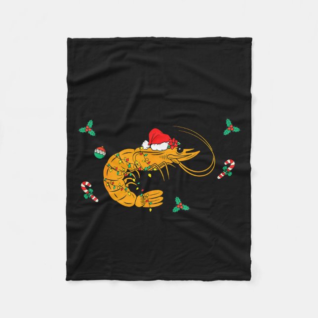 Shrimply Having A Wonderful Christmas Time Funny X Fleece Blanket (Front)