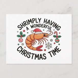 Shrimply Having A Wonderful Christmas Time Xmas Holiday Postcard