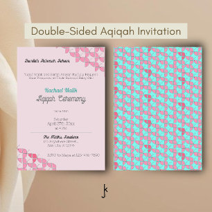 SHRIMPLY Pink Teal, Baby Girl Aqiqah Baby Shower Invitation