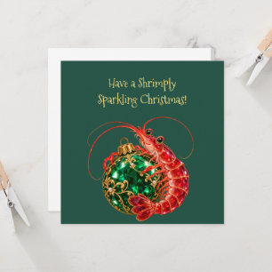 Shrimply Sparkling Christmas Shrimp Holiday Card