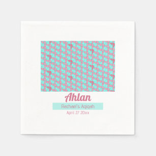SHRIMPLY Teal Pink Pattern, Aqiqah Baby Shower Napkin