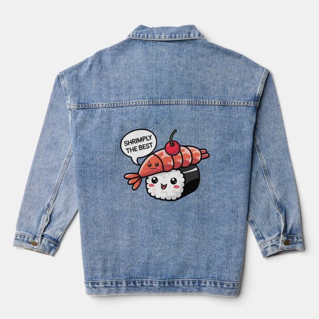 shrimply the best kawaii sushi denim jacket (Back)