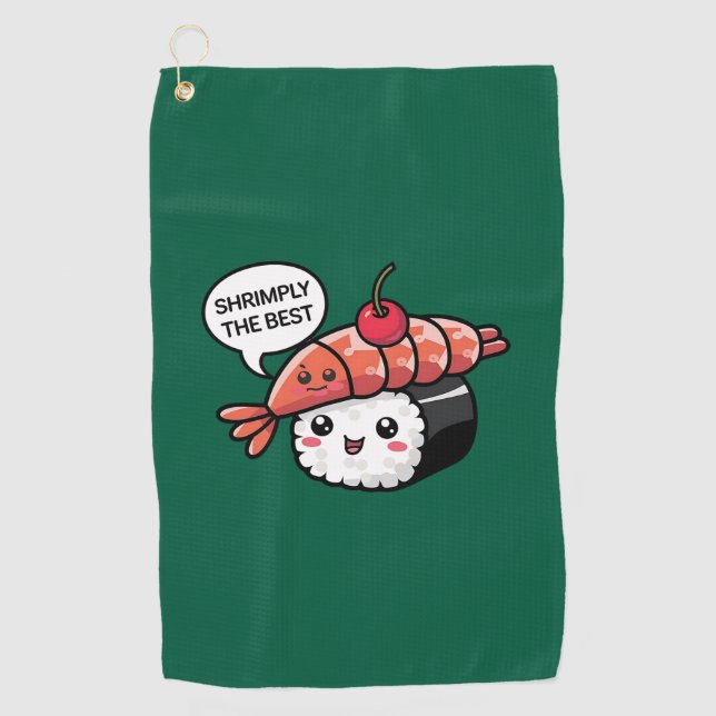 shrimply the best kawaii sushi golf towel (Front)