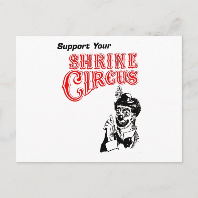 Shrine Circus Clown Postcard (Front)