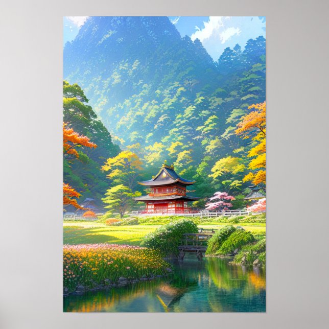 Shrine in Blossoming Nature Poster (Front)