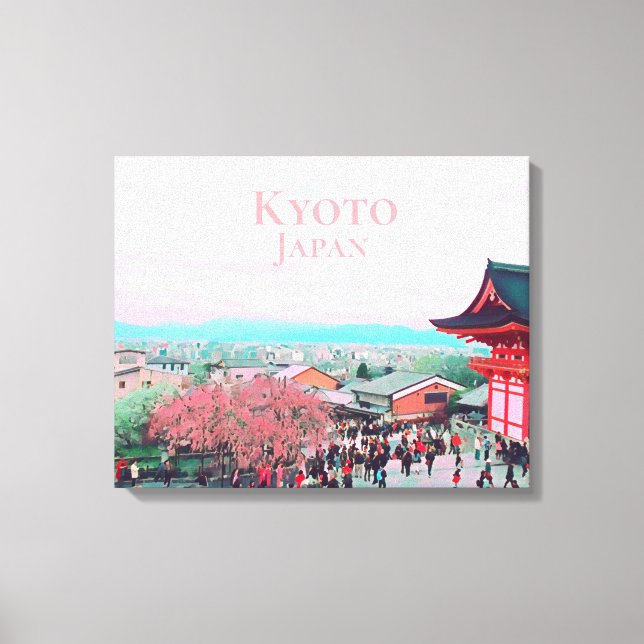 Shrine with Cherry blossom Kyoto Japan travel art Canvas Print (Front)