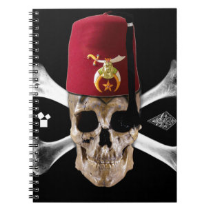 Shriner Masonic  Skull and Bones with Fez Spiral Notebook