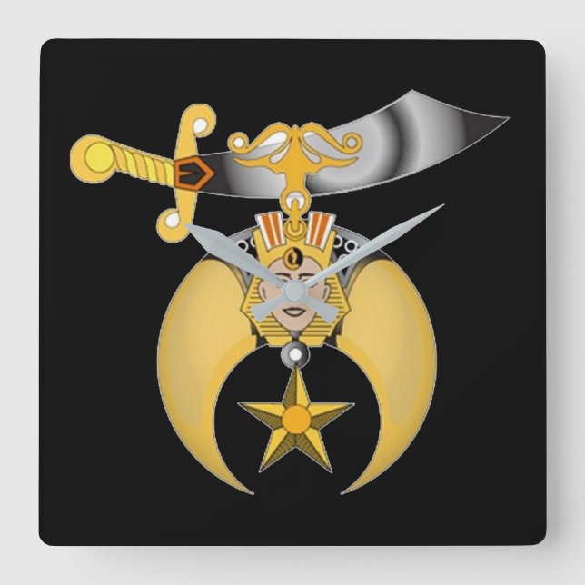 Shriners Square Wall Clock (Front)