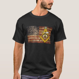 Shriners USA Flag Emblem Compass Square Mason Fath T-Shirt