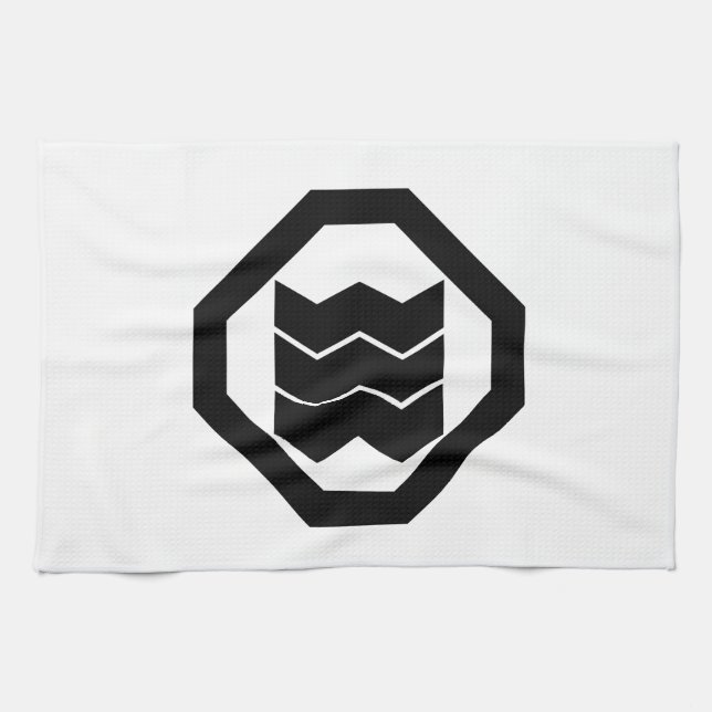 Shrinkage-shaped Kanji for three in Oshiki Tea Towel (Horizontal)