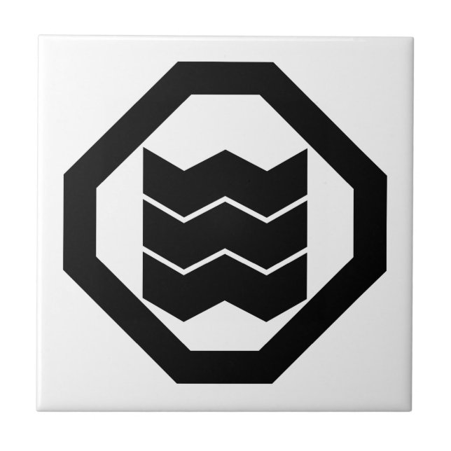 Shrinkage-shaped Kanji for three in Oshiki Tile (Front)