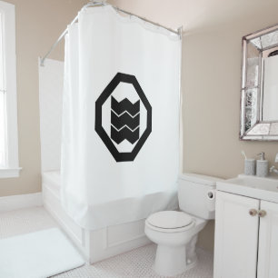 Shrinkage-shaped Kanji for three on tray Shower Curtain